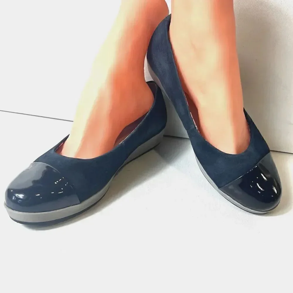 Hotter Women's Blue Leather Flats Slip On Shoe Size UK 5.5 US 7.5 Comfort Casual